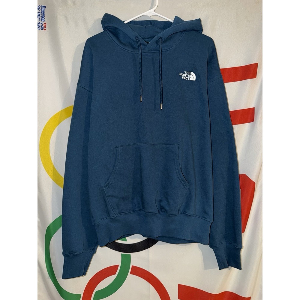 The North Face Hoodie Mens Medium Blue Pullover Circular Design